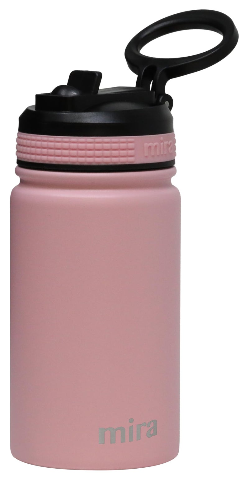MIRA 12 oz Small Insulated Water Bottle for Cold Drinks | Leak-Proof Stainless Steel with Straw Lid for Travel, Hiking, Gym - Rose Pink - Image 1